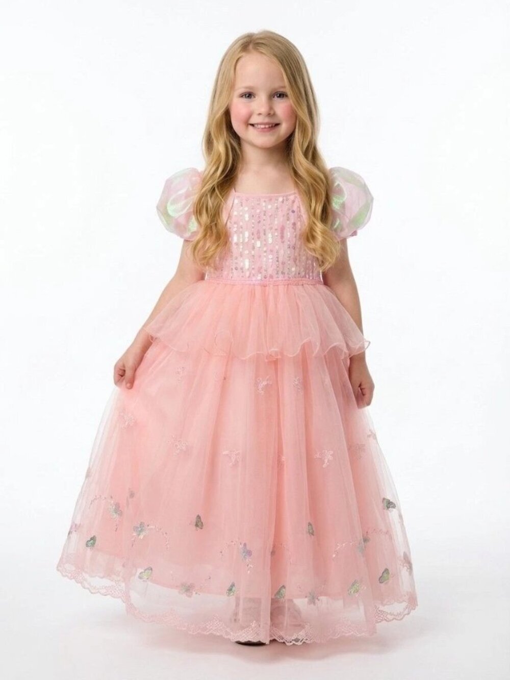 Girls Pink Fairy Princess Dress Butterfly Tulle (Size 5